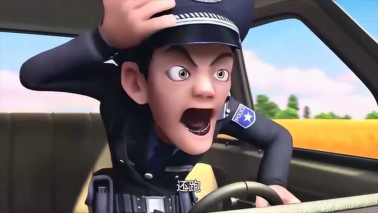 熊出没之夺宝熊兵:光头强把车直接开上天,就连警察都看懵了