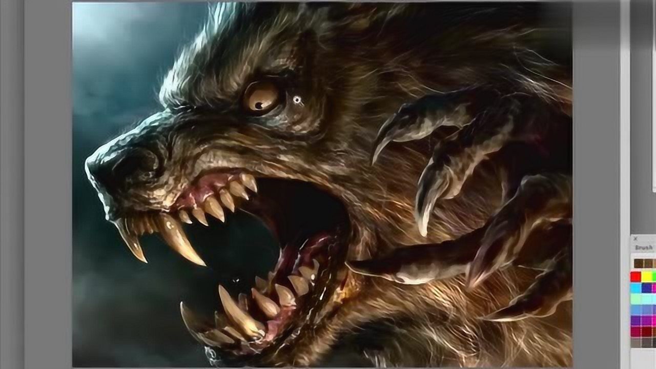 大神画了一个凶恶无比的狼人,感觉他要从屏幕里出来了!