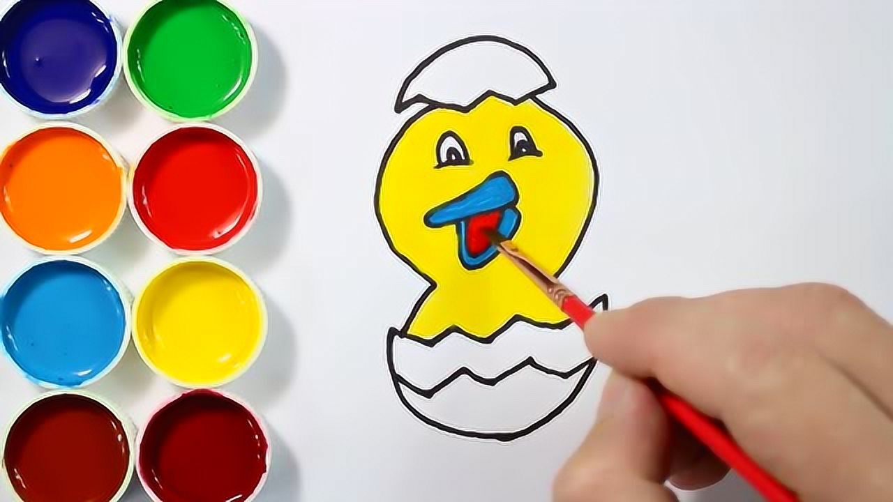 简笔画涂颜色刚破壳的小鸡涂什么颜色呢真是可爱