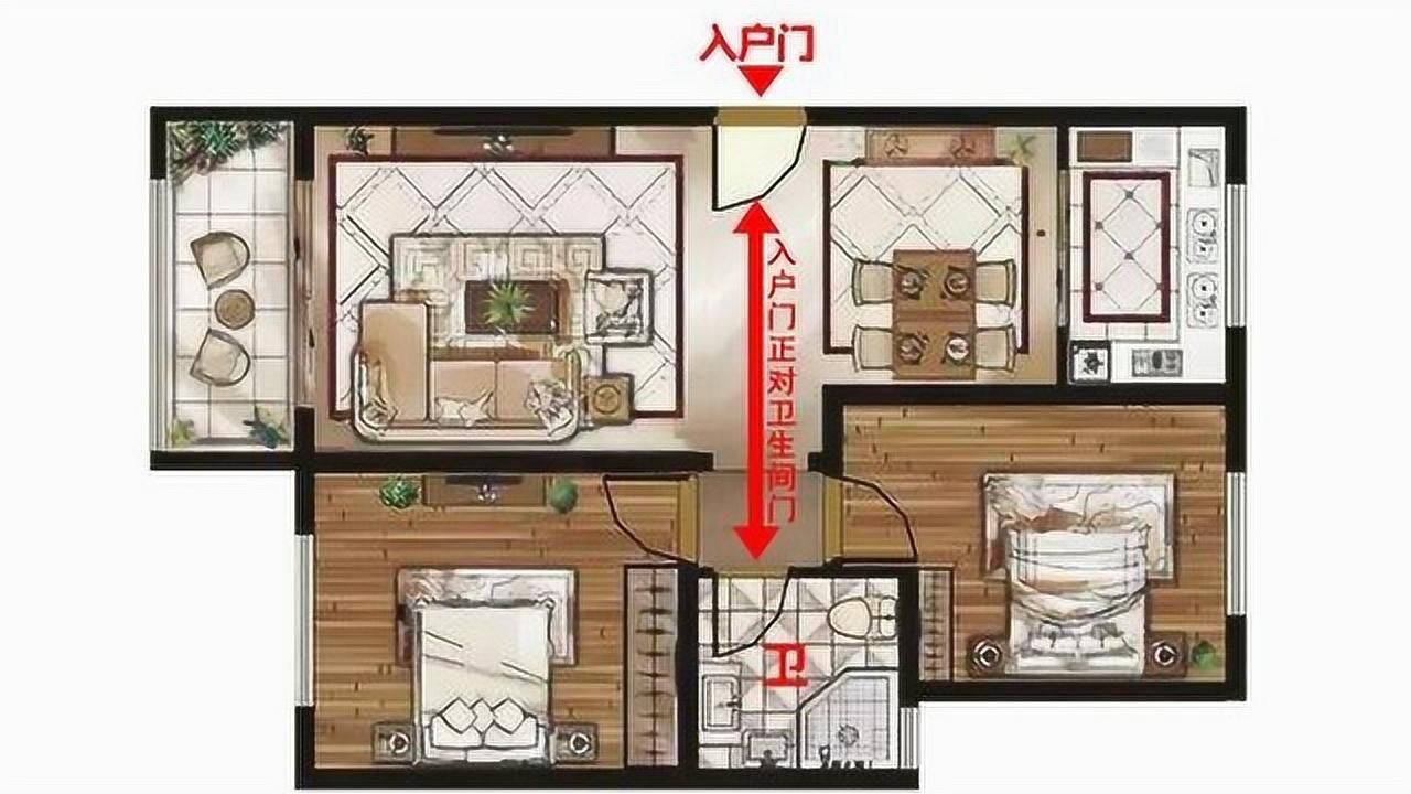 风水大师:入户门正对着卫生间了?2个办法,让你"财源滚滚来"