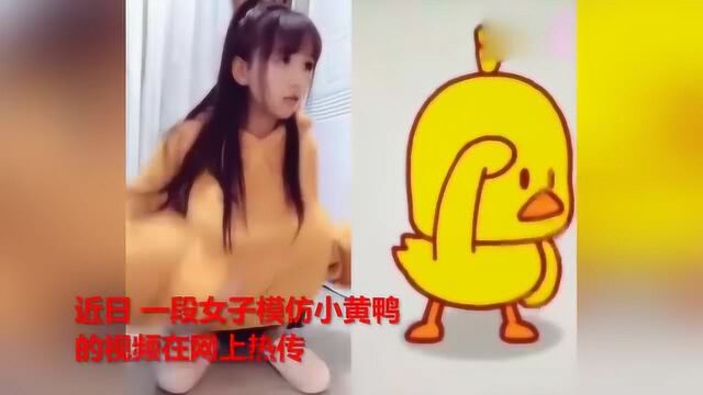 美女模仿小黄鸭神同步走红网络 网友:太可爱了