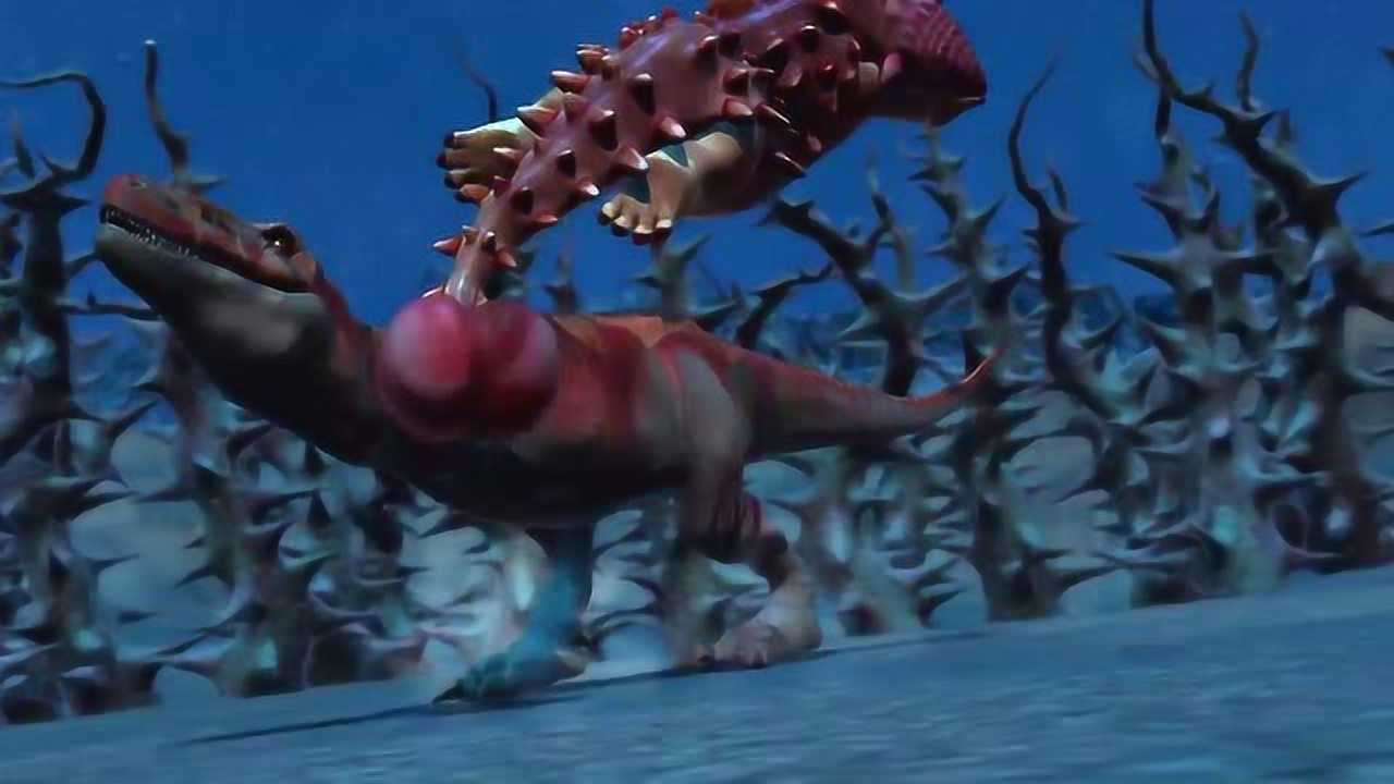 恐龙战争霸王龙和甲龙在荆棘丛林相遇不可避免的战争