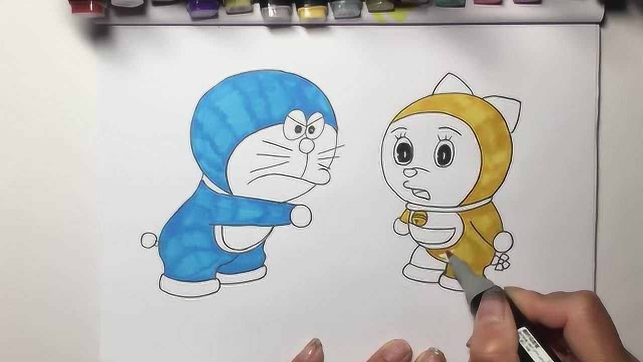 哆啦a梦和多啦美绘画教程