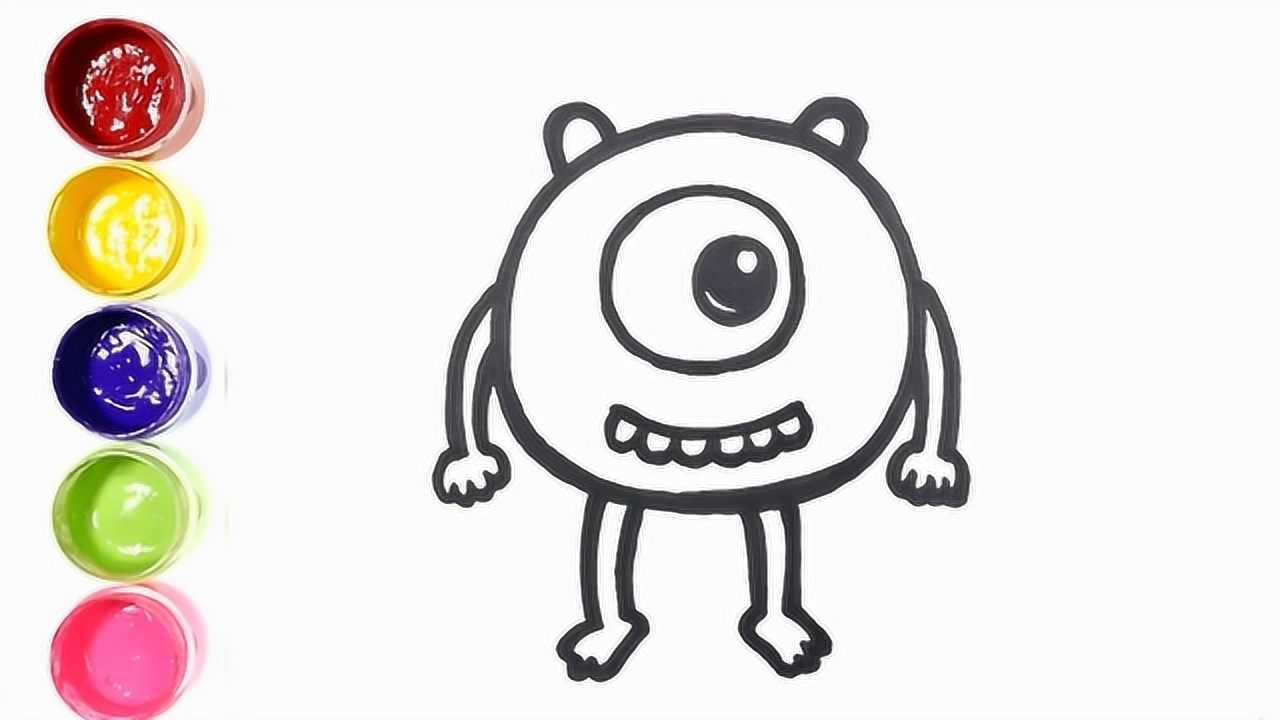 教你画卡通怪兽简笔画爱吃糖的小怪兽大眼怪儿童绘画教程