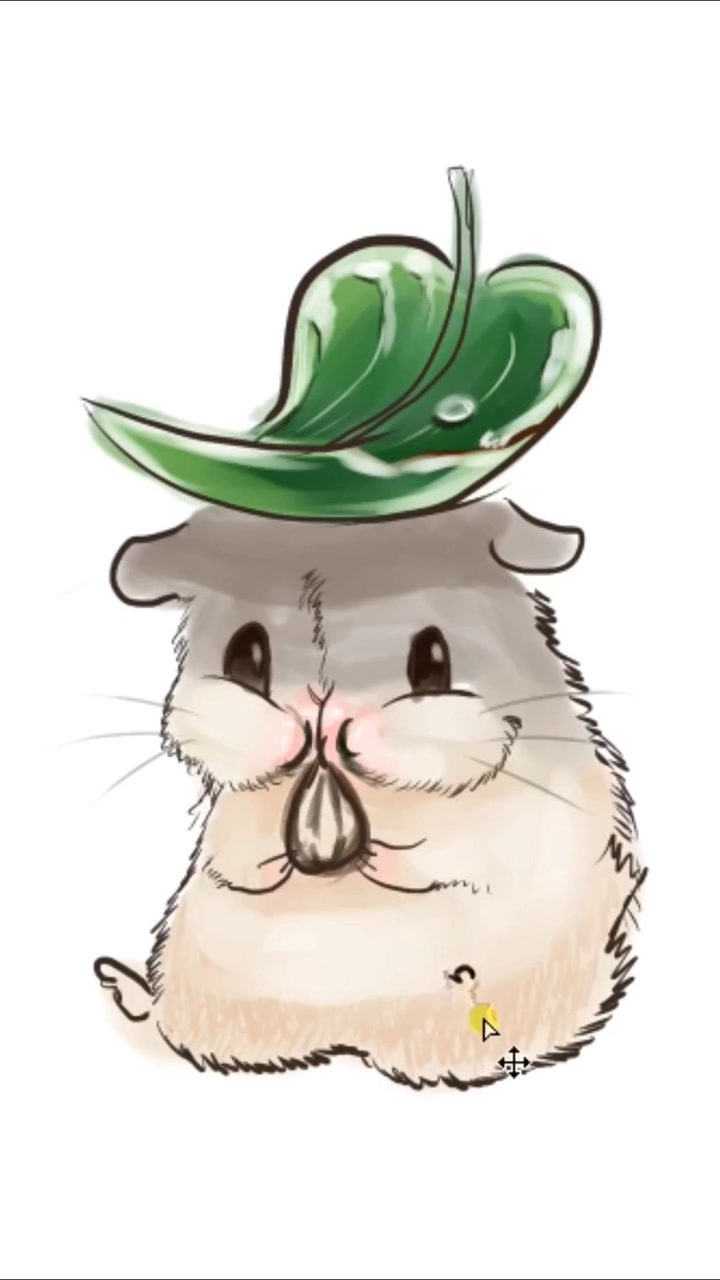 手绘插画 偷吃瓜子的小仓鼠