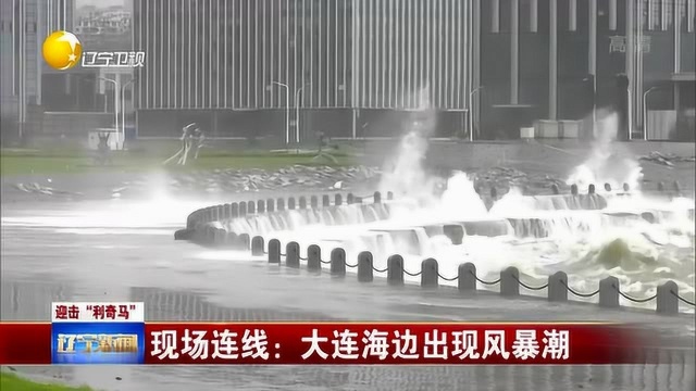 大连:跨海大桥位置海边出现风暴潮