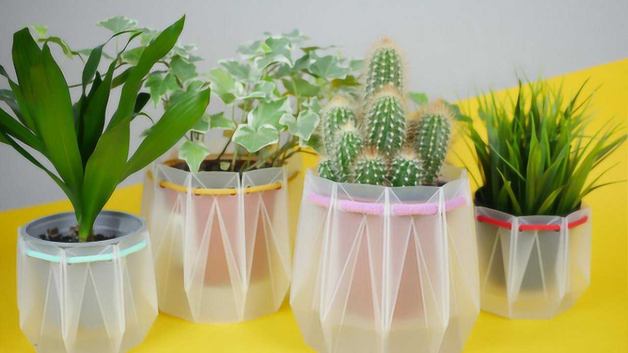 可以折叠的花盆用棉线浇水自动按需汲取长时间外出也不怕