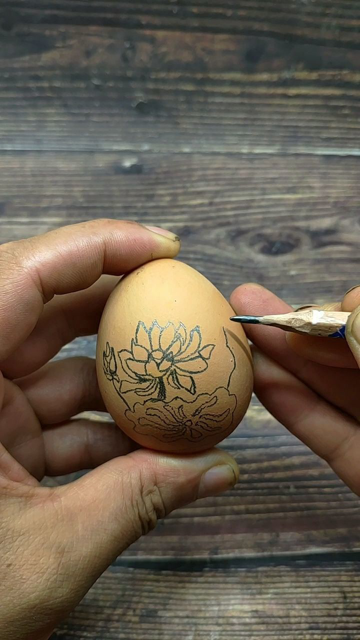 蛋壳上的荷花!