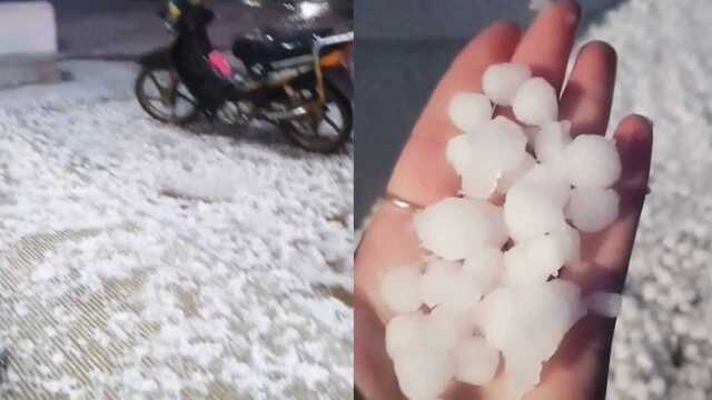 提前入冬!吉林榆树突降冰雹 道路雪白一片最大如鹌鹑蛋大小