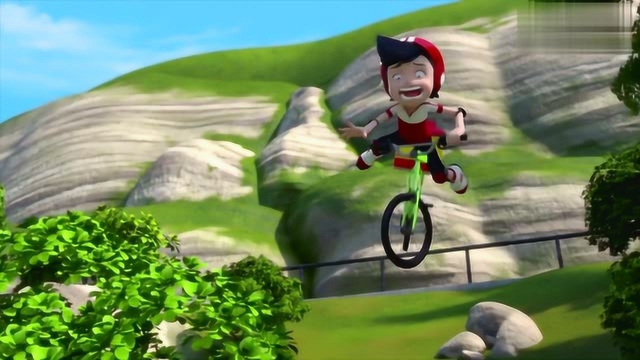 龙星仔不专心骑车,不小心摔出去了