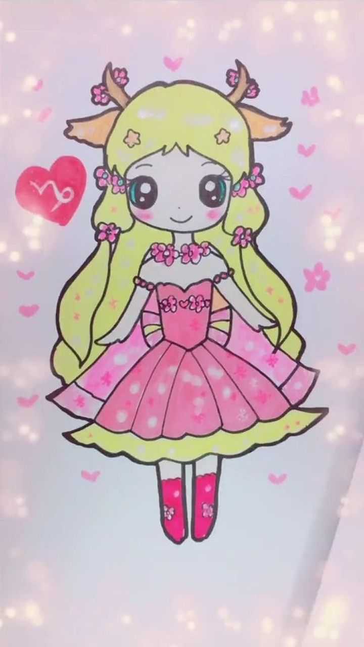 星座公主简笔画来袭这个白羊座超级可爱