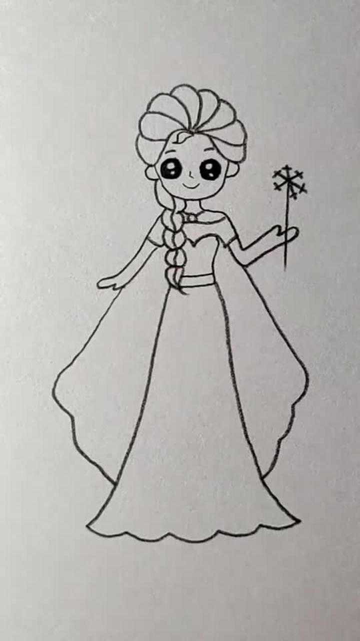 简笔画 画漂亮的冰雪公主_腾讯视频