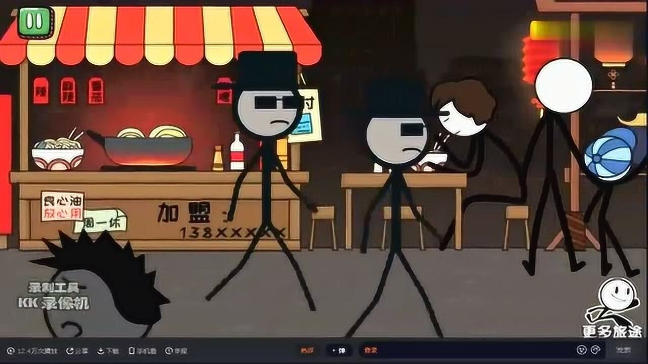 火柴人大逃亡躲避黑衣人追杀