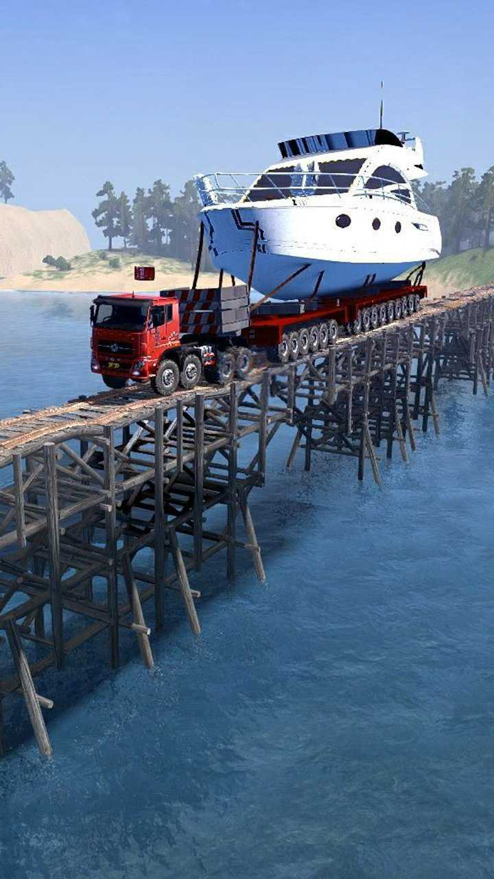 货车运输大件货物过桥,这桥太结实了