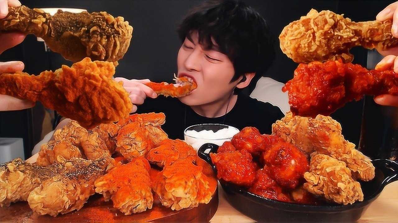 韩国最美味的炸鸡腿开吃,辣酱孜然焦脆到爆!