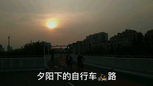 夕阳下的自行车路