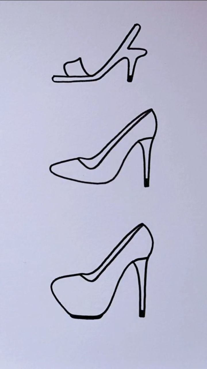 教你用三个对号,简单画高跟鞋