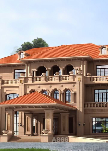 双层地下室超豪华欧式风格三层石材大别墅设计图纸