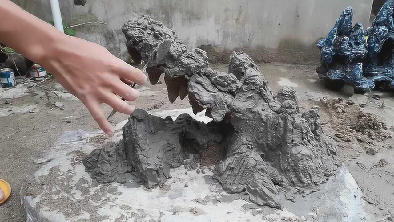 造景大师自制假山鱼池方法简单制作成本不足100块成品意境美