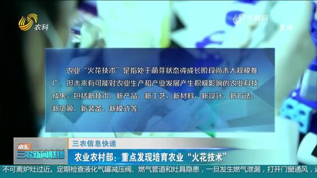 农业农村部:重点发现培育农业“火花技术”