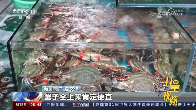 东海开渔后第一网海鲜上市,梭子蟹上岸,市民商家忙“抢鲜”