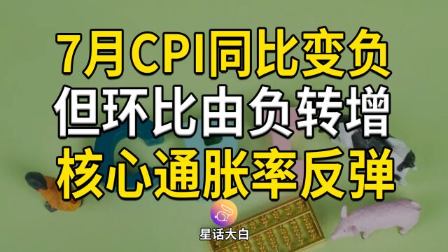 7月CPI同比变负,但环比由负转增,核心通胀率反弹,通缩了吗