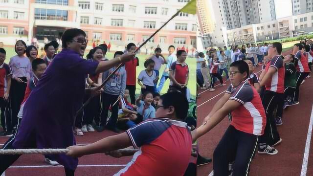 笑翻!女班主任轰鸡式拔河助威走红:僵持8分钟,虽败犹荣