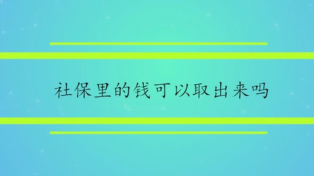 社保里的钱可以取出来吗