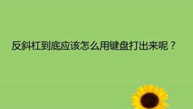 反斜杠到底应该怎么用键盘打出来呢?