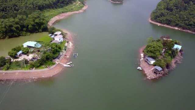 航拍南宁银岭水库 碧水连天青峰座座 山环水绕水库美美哒