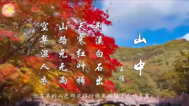 王维 山中 荆溪白石出 天寒红叶稀