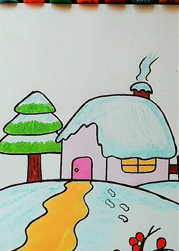冬天简笔画彩色儿童图片