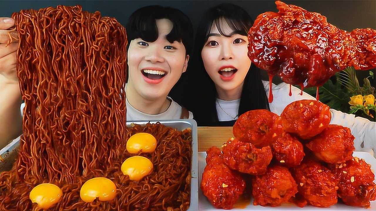 大胃王极限挑战:10包火鸡面+鸡腿,小伙一口吞3包,女友都看呆了_高清1080P在线观看平台_腾讯视频