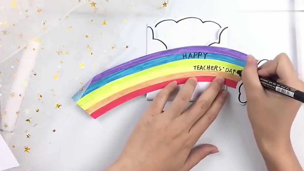 贺卡制作,小手工之彩虹贺卡手工制作,简单易学