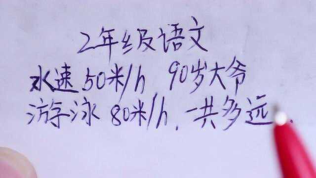 2年级语文:90岁的大爷游泳速度80米/h,一共多远