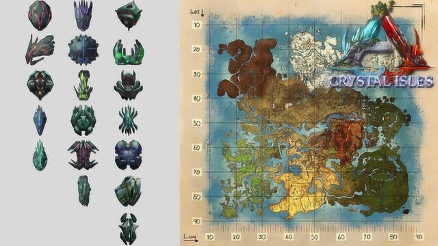 《方舟水晶岛全18个神器位置》方舟生存进化萌新干货系列