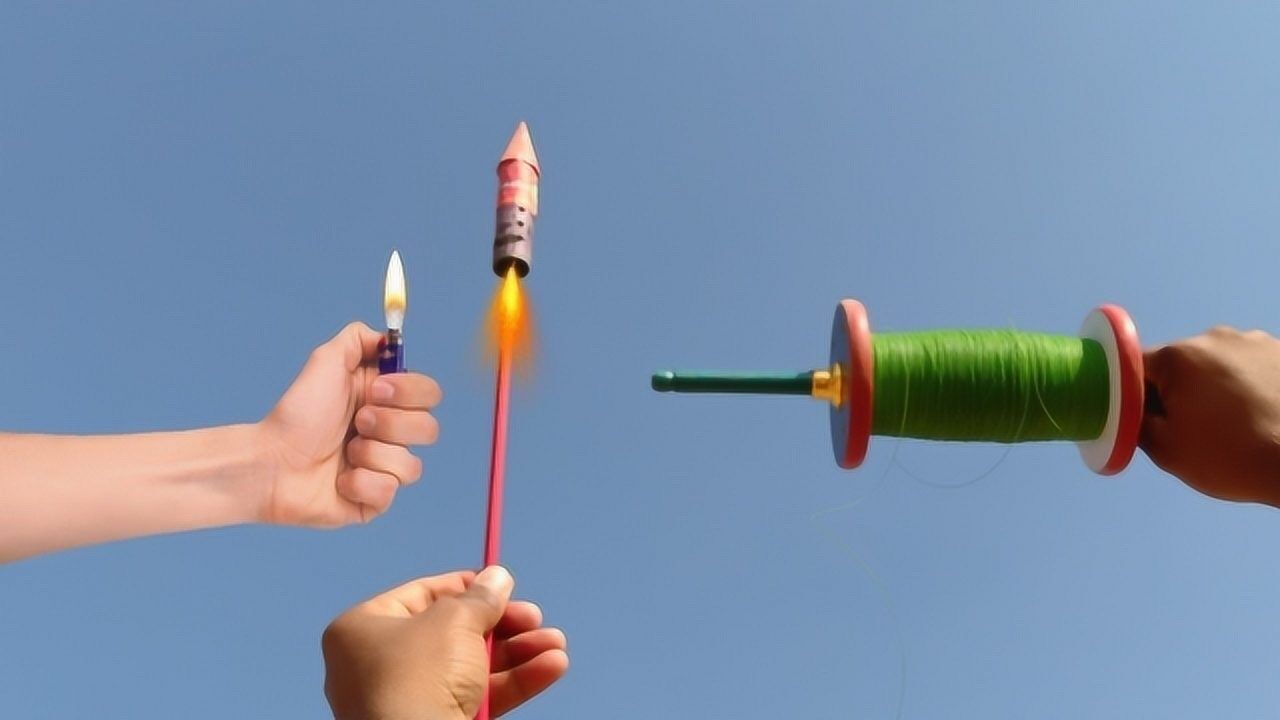 窜天猴烟花威力有多大老外用风筝线测试冲出的距离让人意外