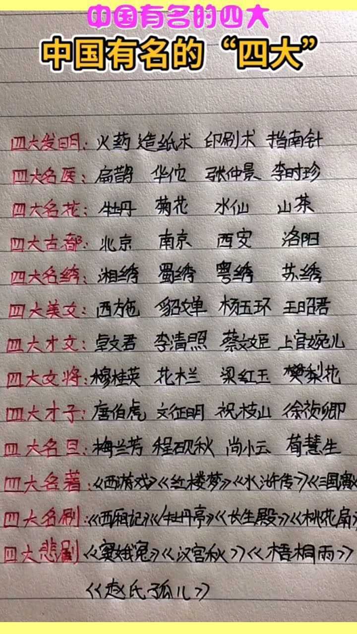 中国有名的四大,你都知道吗