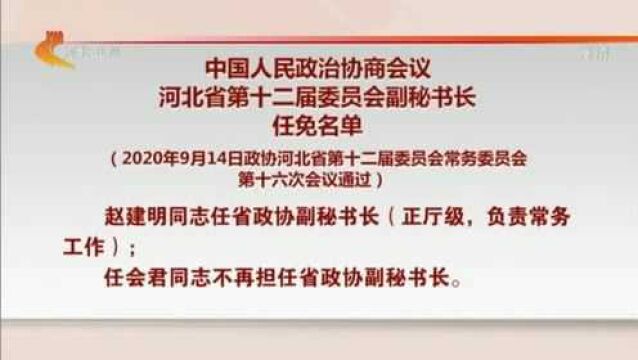 政协河北省第十二届委员会副秘书长任免名单