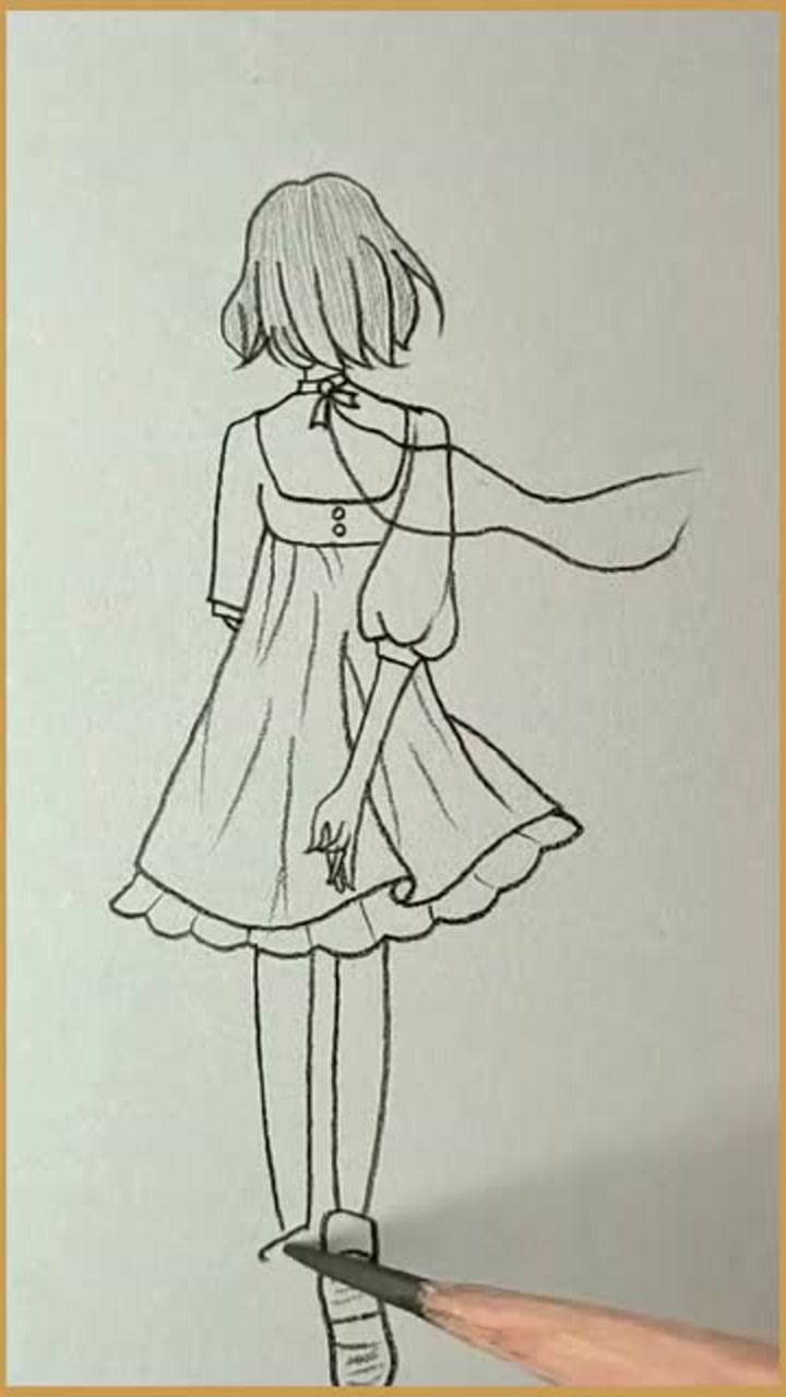 简笔画,教你如何画一个短发女孩的背影_腾讯视频