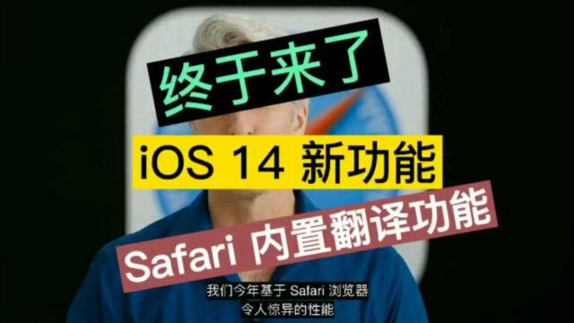 终于等到!iOS 14 全新功能:Safari 内置翻译,国内也能用了