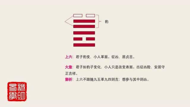 《诚明易学》易经卦爻辞详解——革卦上六:君子豹变,小人革面