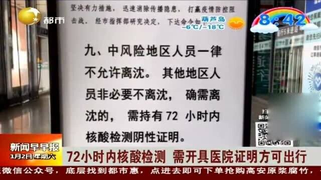 72小时内核酸检测,需开具医院证明方可出行