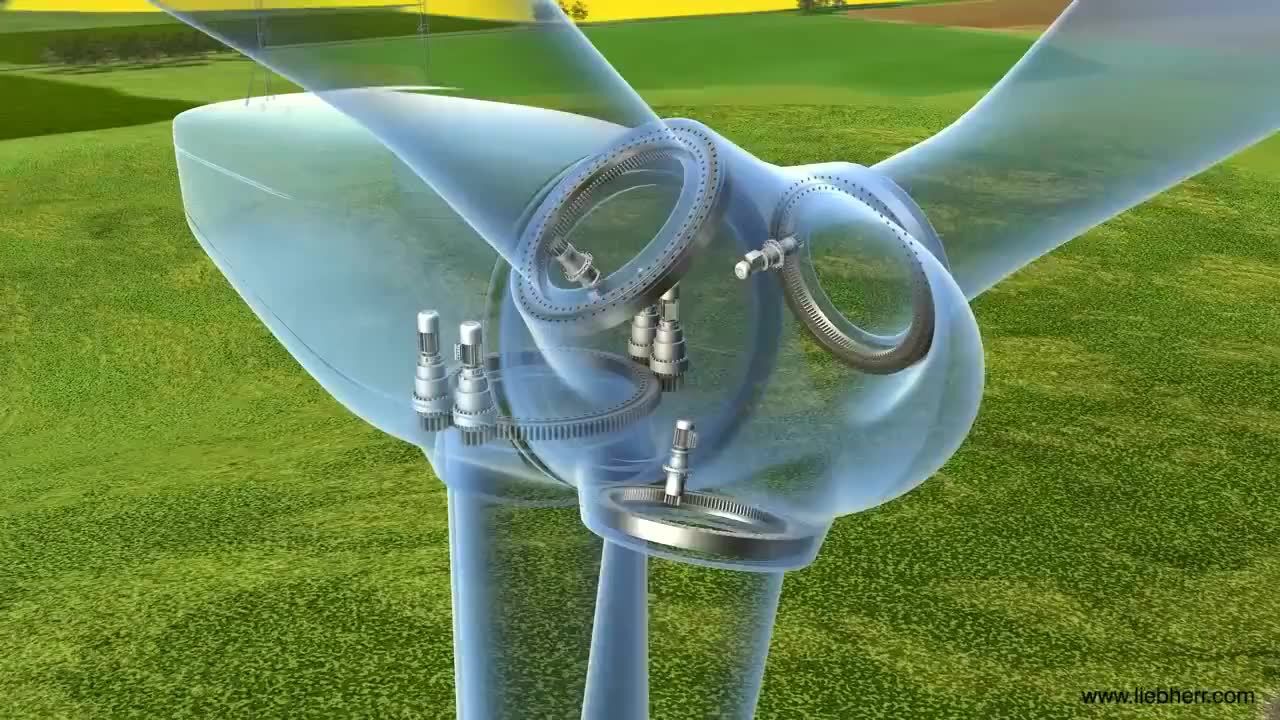 3D演示变桨和偏航的驱动电机工作过程_高清