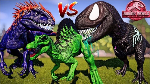 侏罗纪世界进化毒液霸王龙大战强劲的暴虐霸王龙非常经典的斗争