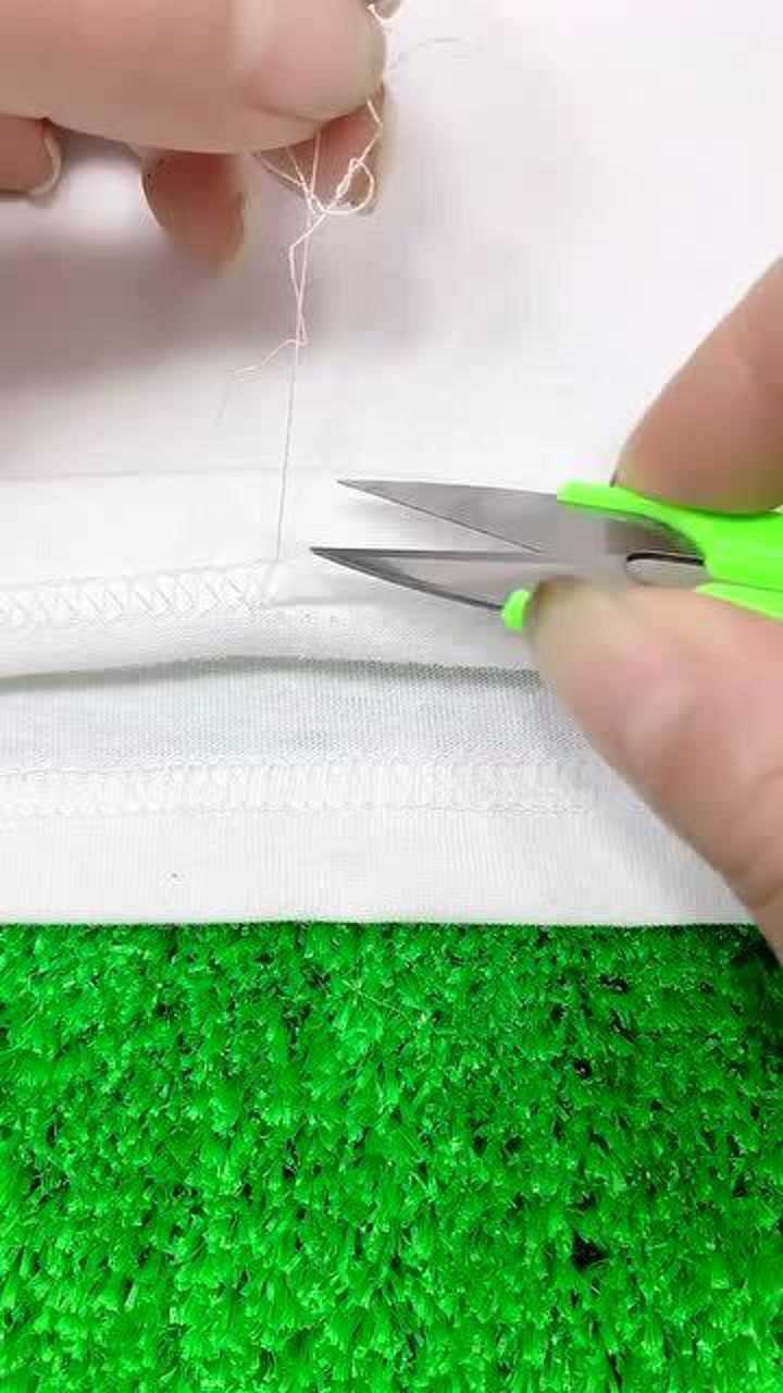 t恤锁边线断了简单针法缝几针立马完美复原