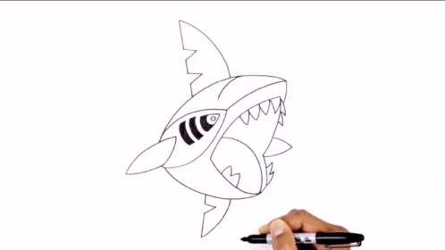 巨齿鲨简笔画 杀死图片
