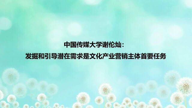 谢伦灿:发掘和引导潜在需求是文化产业营销主体首要任务