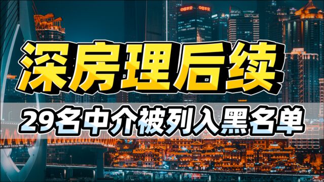 深房理后续来了!29名炒房中介列入黑名单,房产圈慌了人人自危