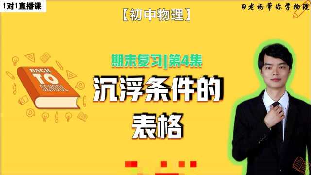 【初中物理】【期末复习】沉浮条件表格及应用条件